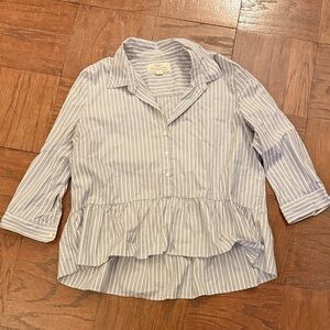 Birds of Paradis Women’s Blue and White Stripes Button Down Size Large